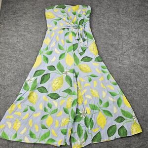 Maeve Strapless Jumpsuit Womens 2 Lemon Grove Wide Leg Summer Cropped Vacation